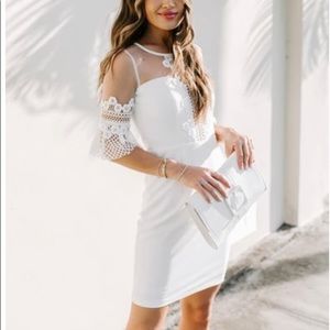White Crochet Mesh Dress